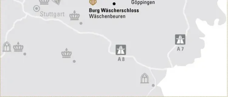 Illustration: Staatliche Schlösser und Gärten Baden-Württemberg, JUNG:Kommunikation GmbH Karte der Region "Sagenumwobenes Stauferland"