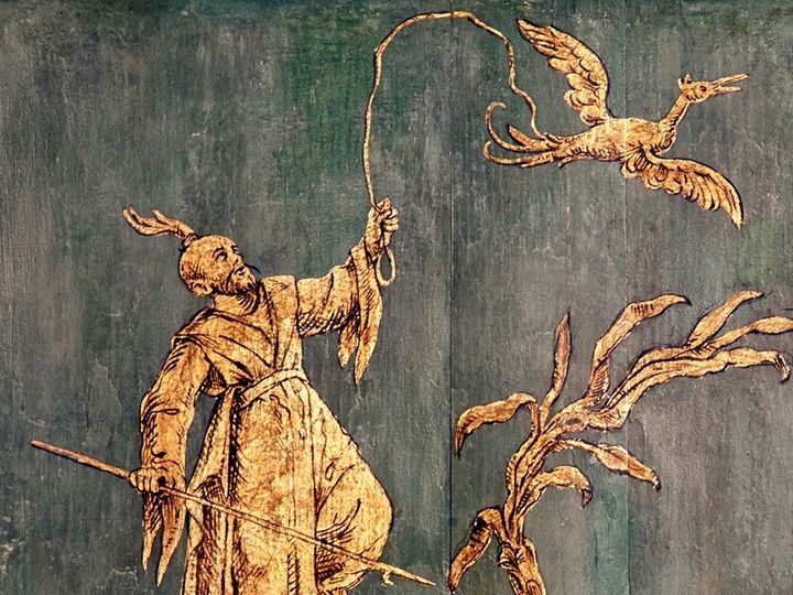 Neues Schloss Tettnang, Chinoise Szene im Ersten Grünen Zimmer. 