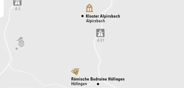 Illustration: Staatliche Schlösser und Gärten Baden-Württemberg, JUNG:Kommunikation GmbH Karte der Region "Mittelalterliches Klosterleben im Schwarzwald"